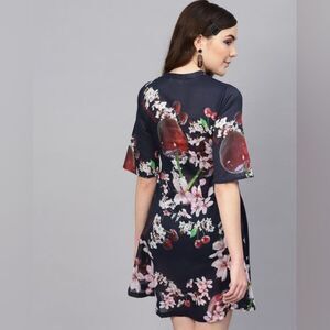 Pacha 1966 Sweet Cherry Tie V Neck Dress S